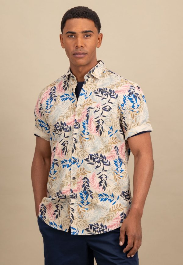 Halbarm-Hemd aus Baumwolle mit botanischem Print Angebot