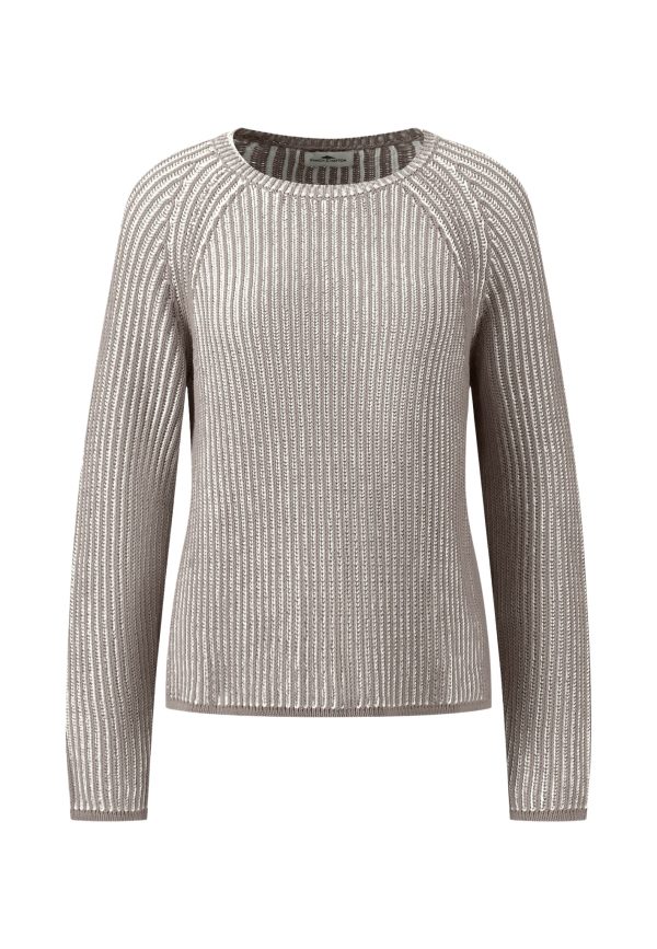 Pullover aus Baumwoll-Strick mit Duo-Tone Effekt Mode