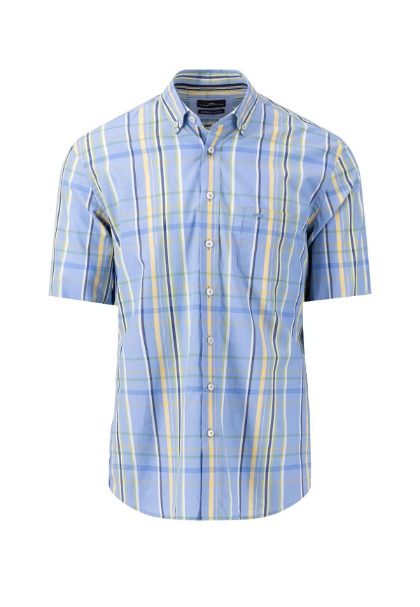 Gestreiftes Halbarm-Hemd mit Button-Down-Kragen Online-Verkauf – Bild 3