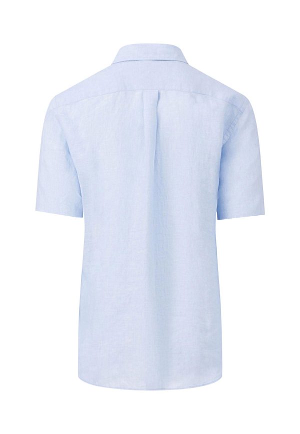 Leichtes Halbarm-Leinenhemd mit Button-Down-Kragen Zu verkaufen – Bild 4