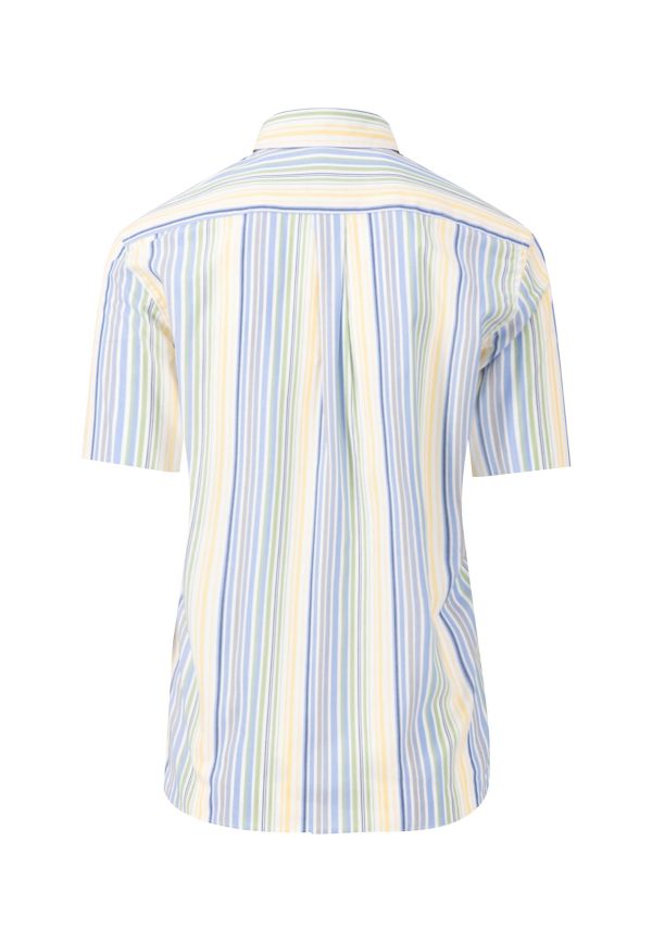 Gestreiftes Halbarm-Hemd mit Button-Down-Kragen Online-Verkauf – Bild 2