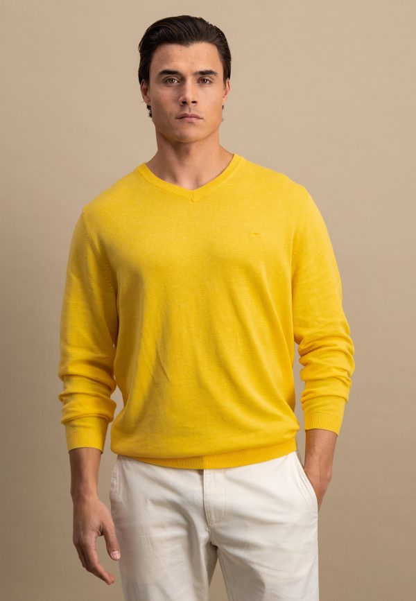 Strickpullover aus Baumwolle mit V-Ausschnitt - AIR COTTON Mode