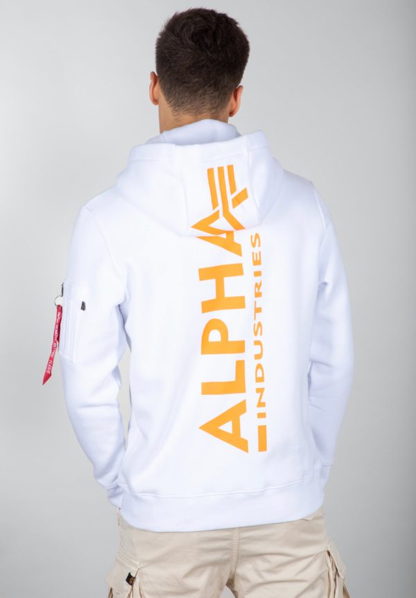 Alpha Industries Backprint Hoodie Neon white orange 178318NP-480 Mode