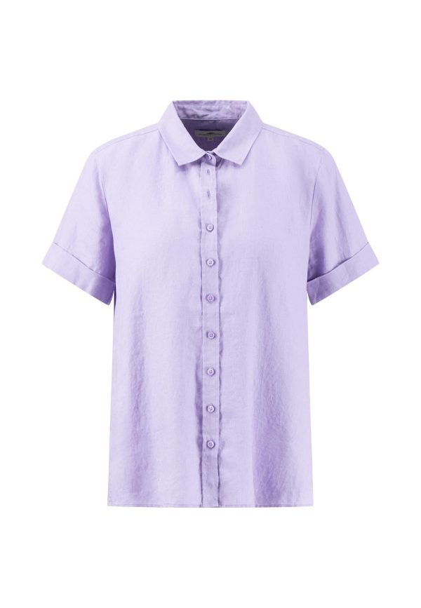 Halbarm-Bluse aus Leinen Schn?ppchen