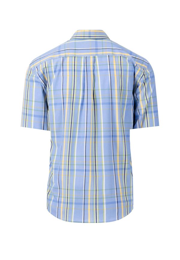 Gestreiftes Halbarm-Hemd mit Button-Down-Kragen Online-Verkauf – Bild 4