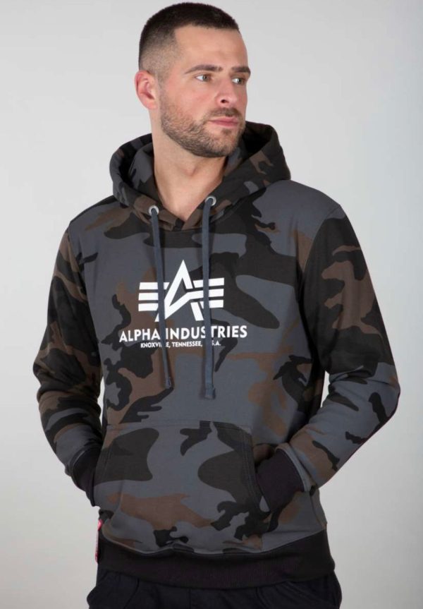 Alpha Industries Basic Hoodie schwarz grau Camouflage 178312-125 Rabatt