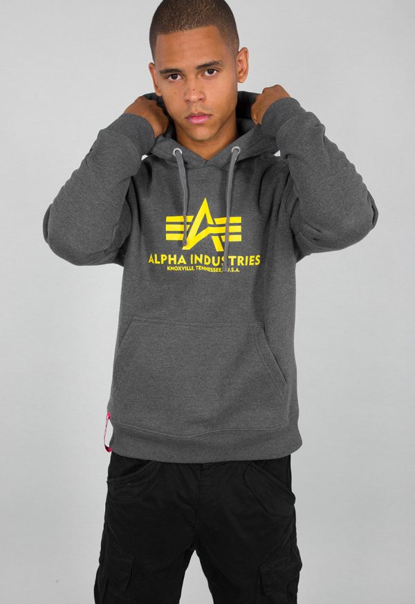 Alpha Industries Basic Hoodie dunkelgrau-gelb 178312-315 Online
